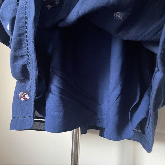 Free People Navy Blue Counting Daisies off the shoulder mini dress NWOT Large - Picture 9 of 11